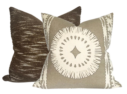 Sahara Woven Pillow Cover in Bark, Larsen Textiles