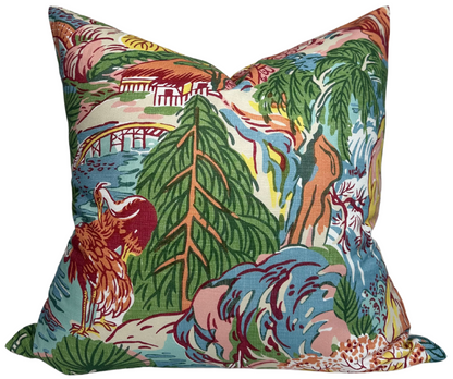 Pagoda Pillow Cover in Coral, Thibaut Pillows