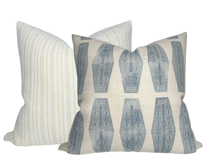 Inlay Pillow Cover in Lake Blue, Susan Connor Textiles