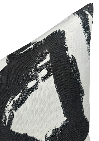 Brushstrokes Pillow Cover in Ebony, Indoor Outdoor Pillows