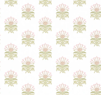 Milford Pillow Cover in Pink and Green, Thibaut Pillows