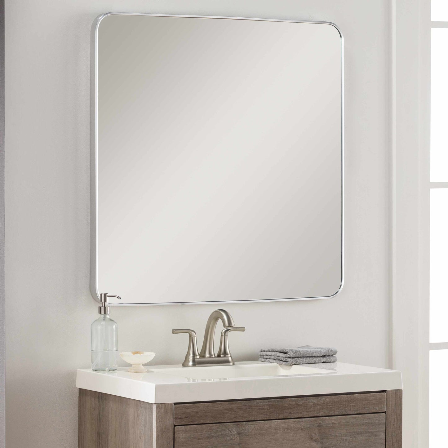 Ockenfels Modern Arched  Silver Gray Wall Mirror