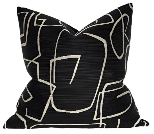 Abstract Pillow Cover in Black, Kravet Woven Textiles